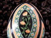 Peach Posy Ukrianian Easter Egg Pysanky By So Jeo : pysanky pysanka ukrainian easter egg batik art sojeo florals flowers birds stars trees vines blooms buds bluebird owl art sojeo so jeo eggshell egg shell blown decoration ivy garden rainbow rosie posy nightshad victorian trees etched brown chicken eggs turkey